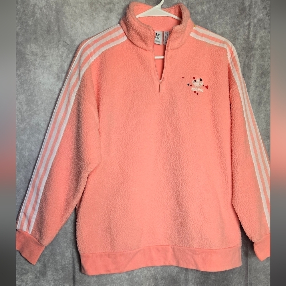 Adidas Originals Womens Teddy Bear Polar Fleece HALF ZIP Shirt size 10